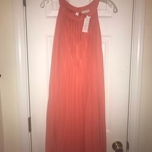 New York and Co. peach halter dress.